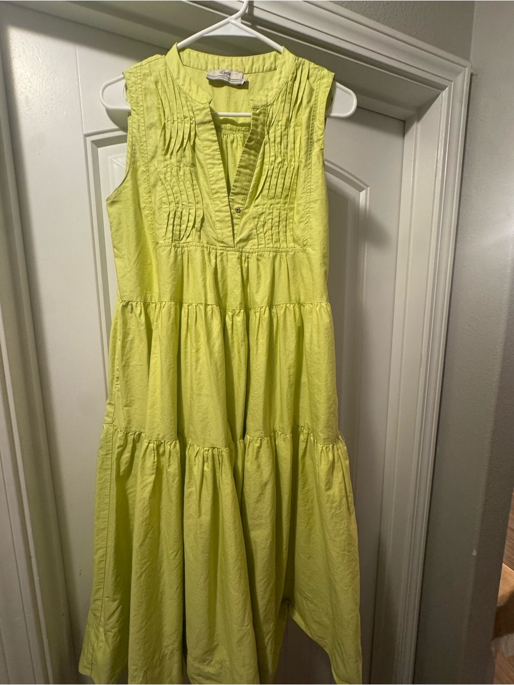 Devotion TWINS Lime Tiered Maxi Dress with Pintuck Bodice